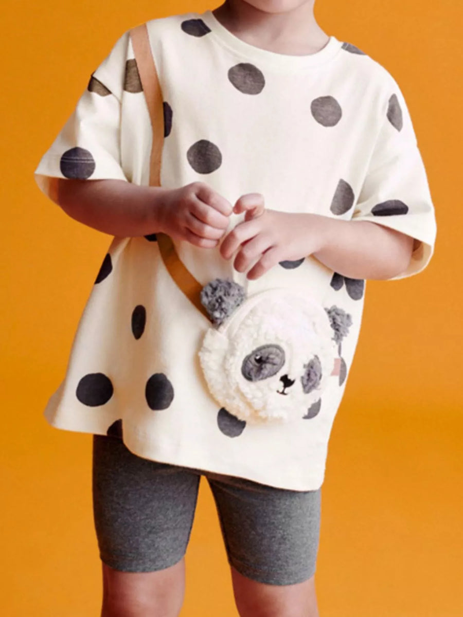 Panda Polka-Dot T-Shirt & Shorts Set — White