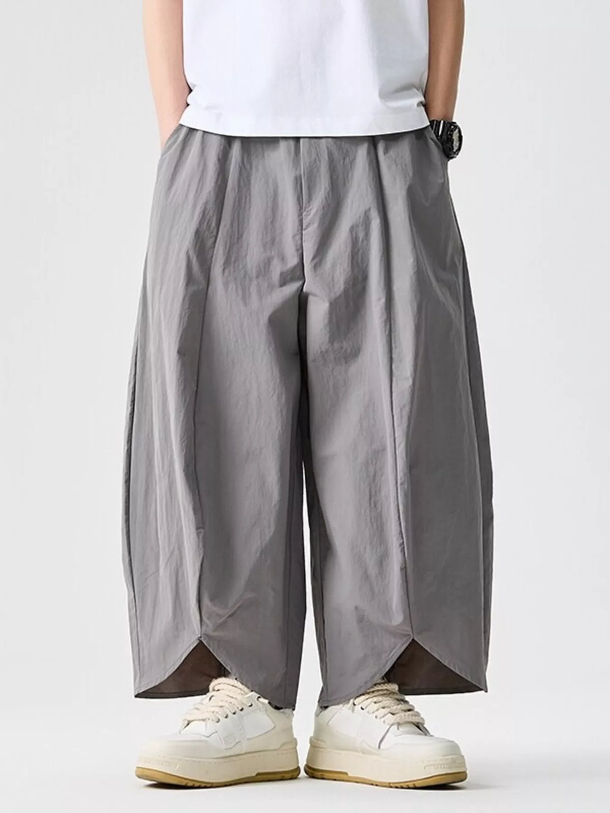 Men's Plus Size Cropped Wide-Leg Harem Pants