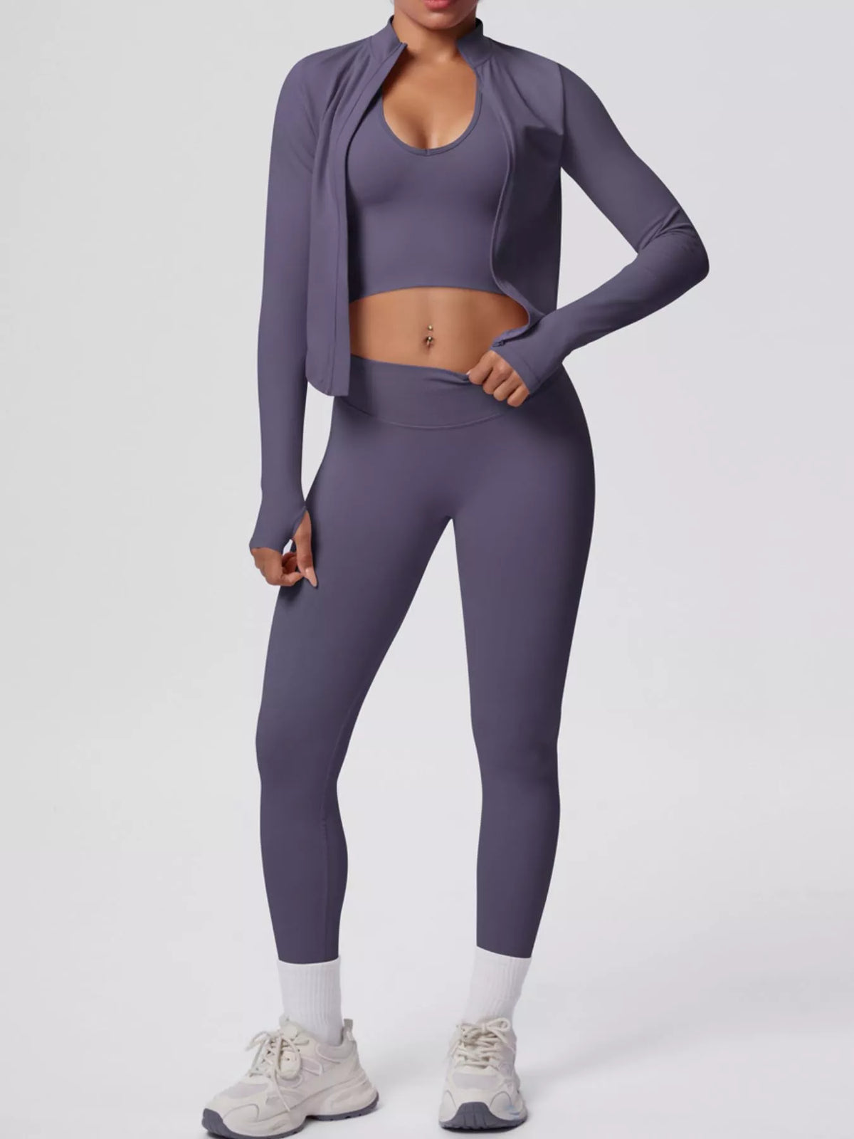 Tank, Zip Jacket & Leggings 3-Piece Active Set