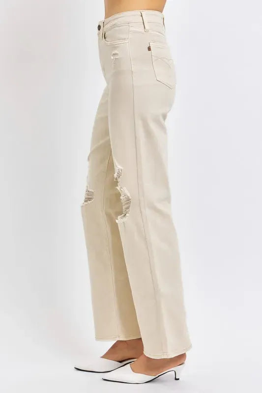 Another view: Judy Blue Sutton High-Rise Distressed Wide-Leg Jeans