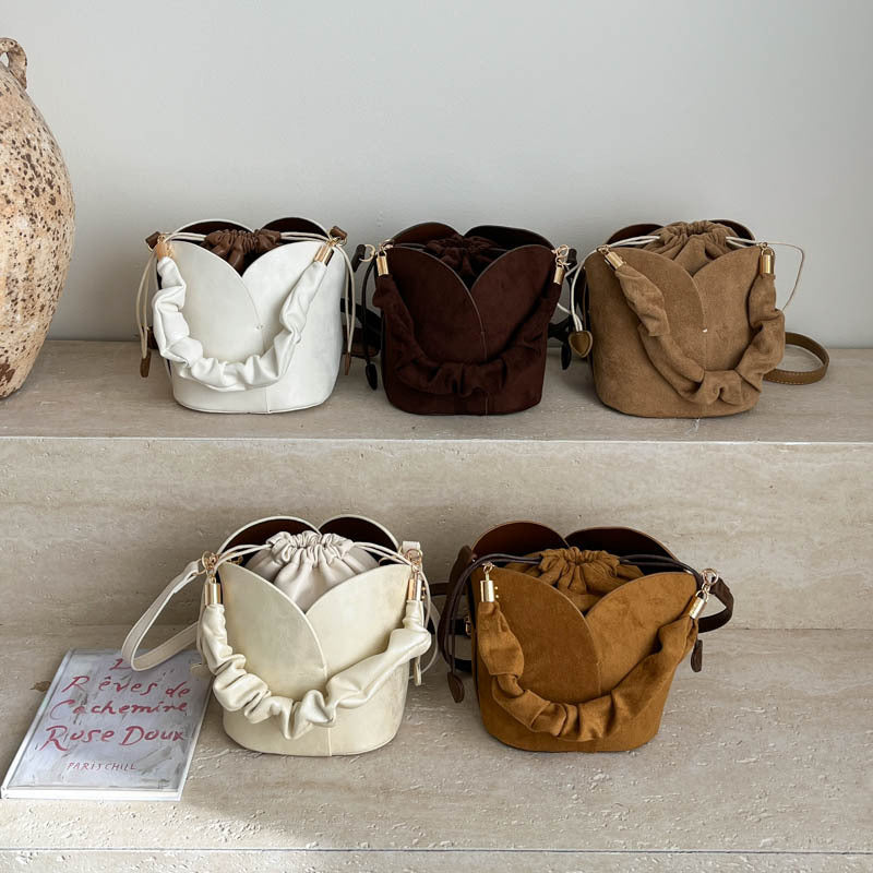 Women's Petal-Shaped Crossbody Bag - PU Leather Small Shoulder Bag with Adjustable Strap
