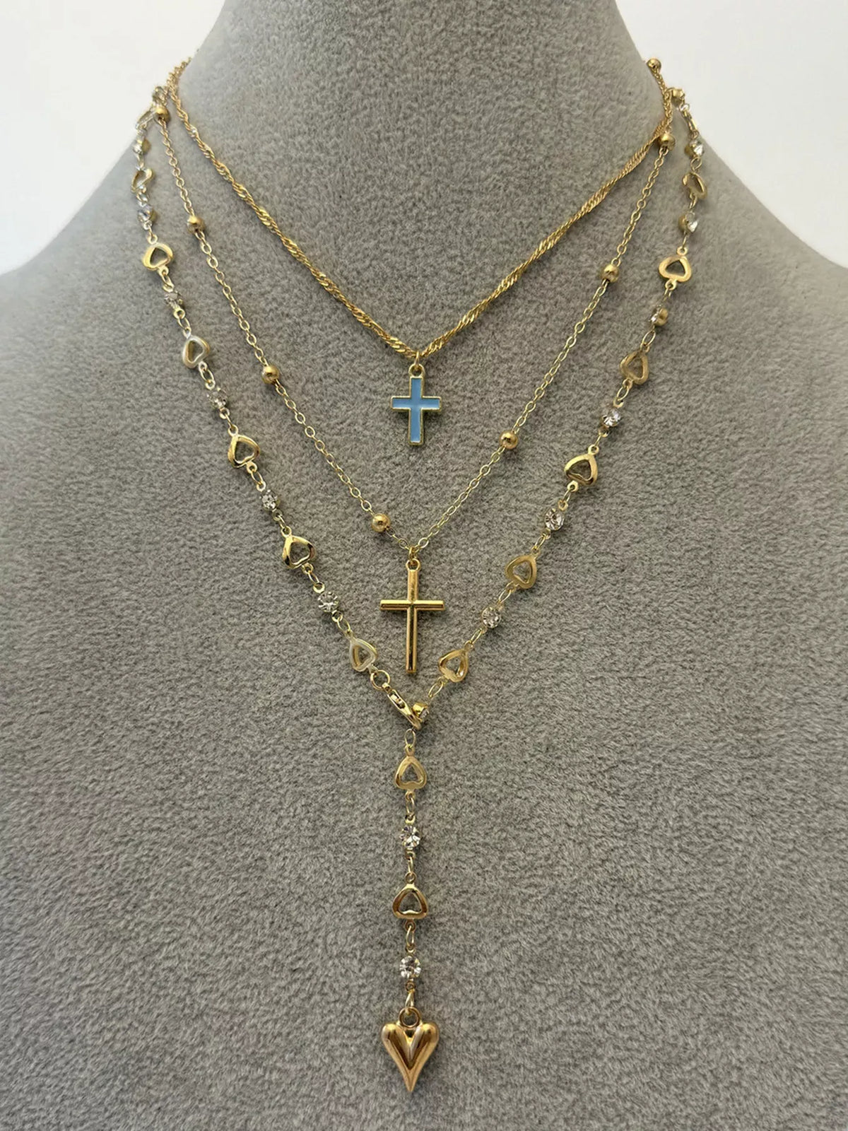 Layered Cross & Heart Pendant Necklace — photo 8