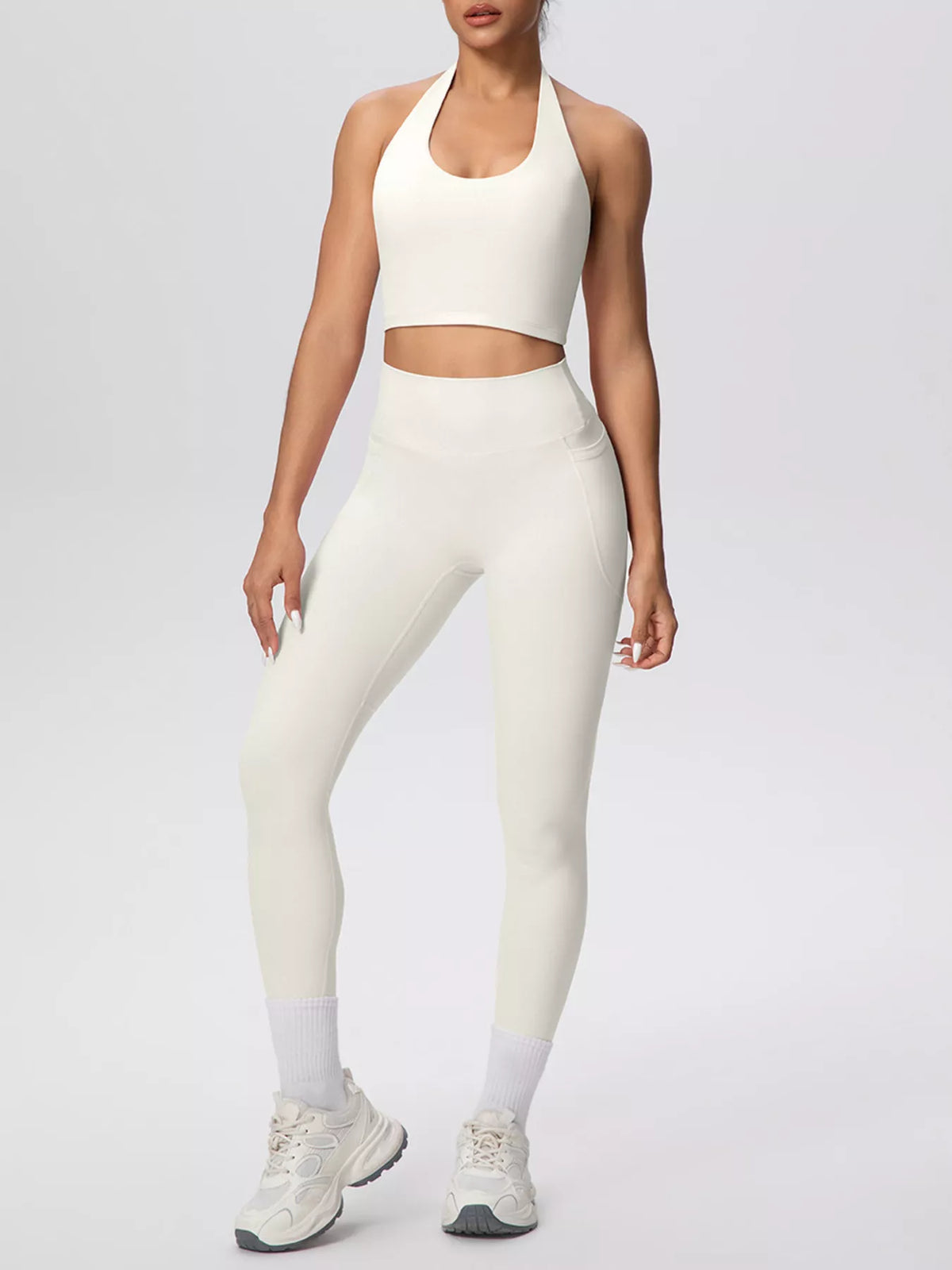 Halter Crop Top & High-Waisted Leggings Set