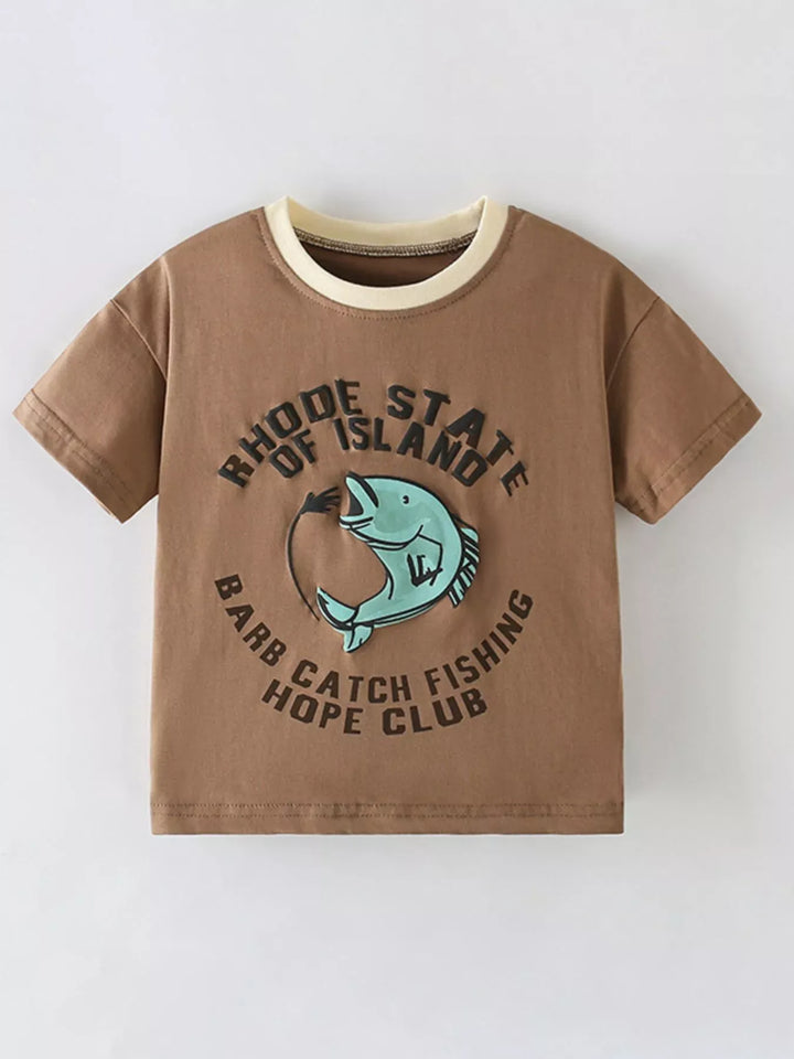 Rhode Island Fishing Graphic T-Shirt — Caramel