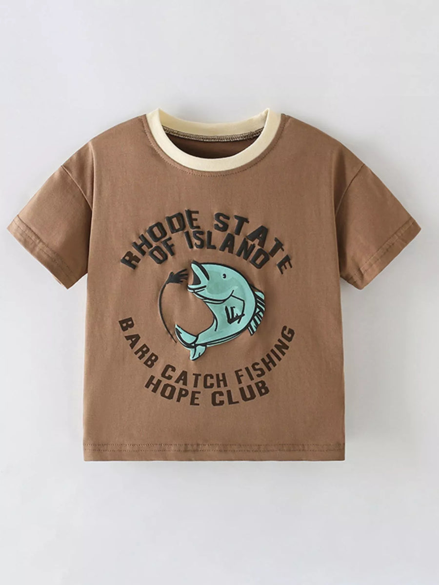 Rhode Island Fishing Graphic T-Shirt — Caramel