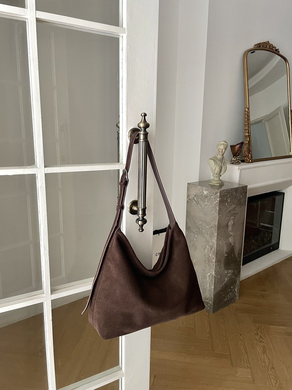 Matte Cowhide Leather Shoulder Bag – Women's Commuter Crossbody Tote | Genuine Leather Handbag