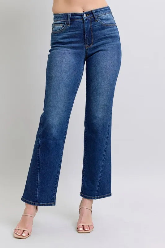 Judy Blue Marlowe Side Seam Detail Straight Jeans with Pockets — product view 1