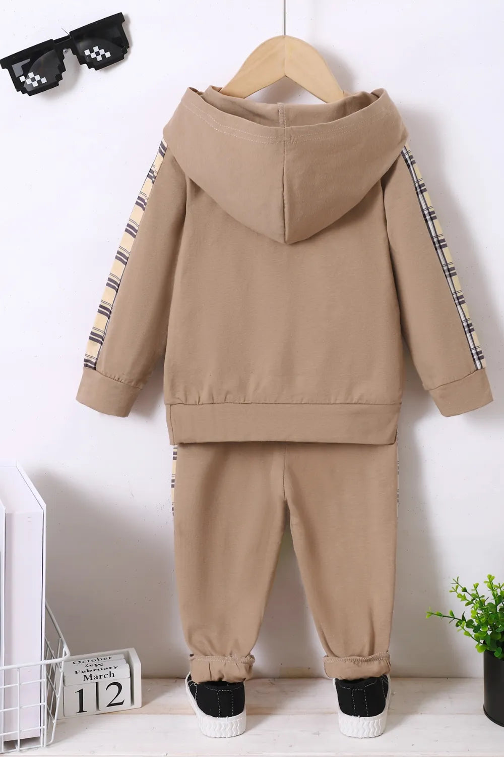 Plaid Hooded Top & Pants Set