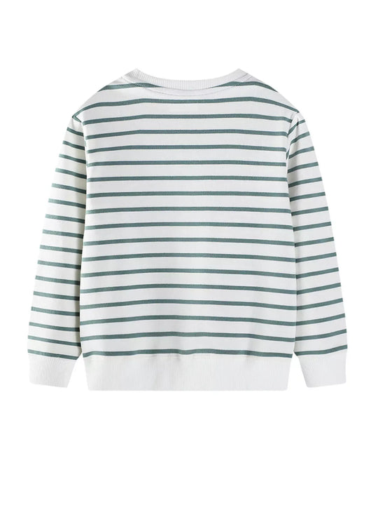 Another view: Kids' Striped Tractor Embroidered Sweatshirt – Beige