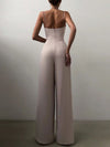 Full-size sweetheart-neck spaghetti-strap wide-leg jumpsuit