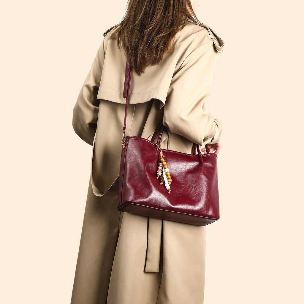 Women's Pleated Underarm Tote Bag – Soft PU Leather Shoulder Bag | Burgundy, Black, Brown, Khaki, Coffee