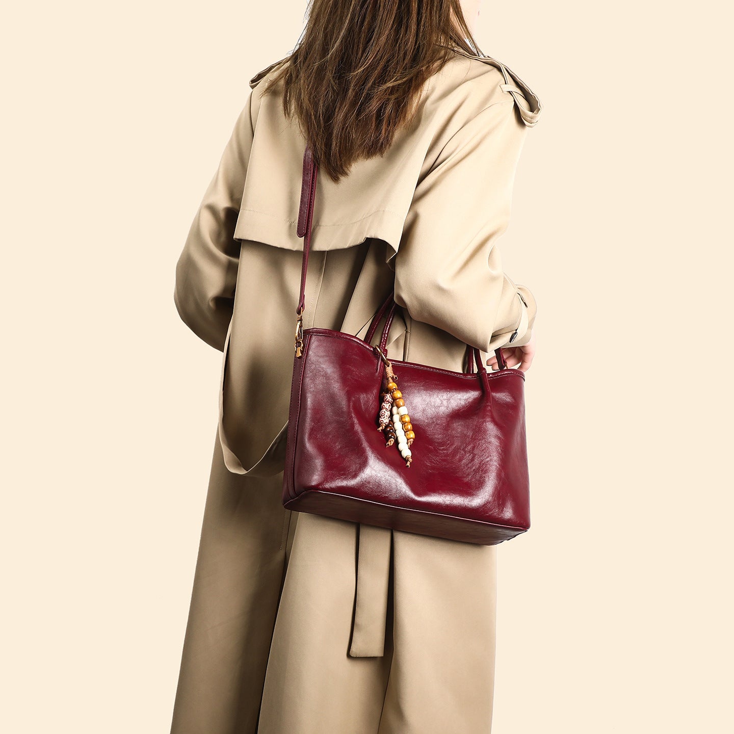 Women's Pleated Underarm Tote Bag – Soft PU Leather Shoulder Bag | Burgundy, Black, Brown, Khaki, Coffee
