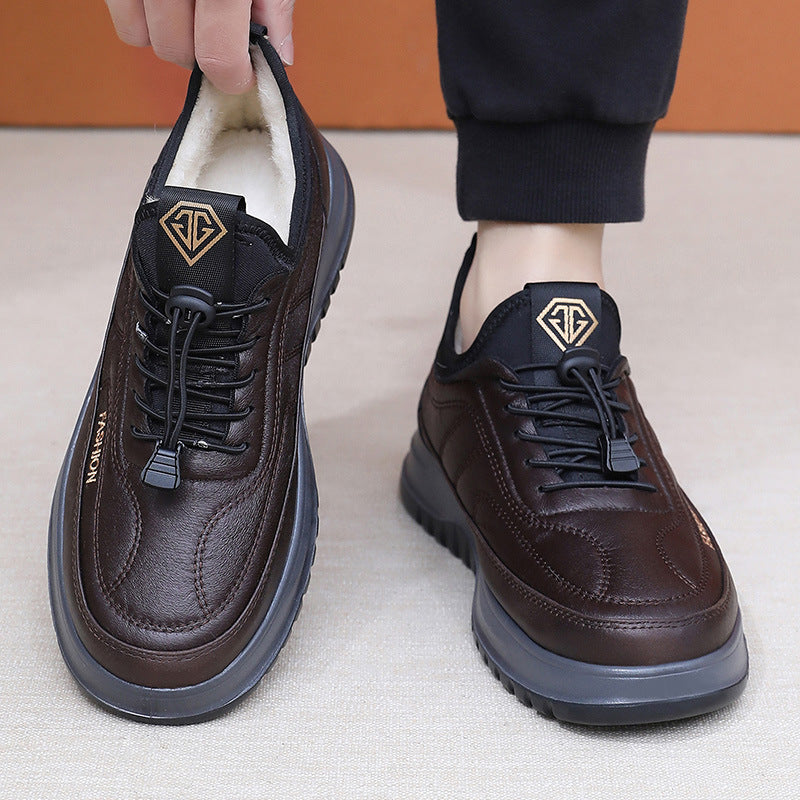 Men's Fleece-Lined Winter Sneakers - Warm Soft Sole Casual Shoes