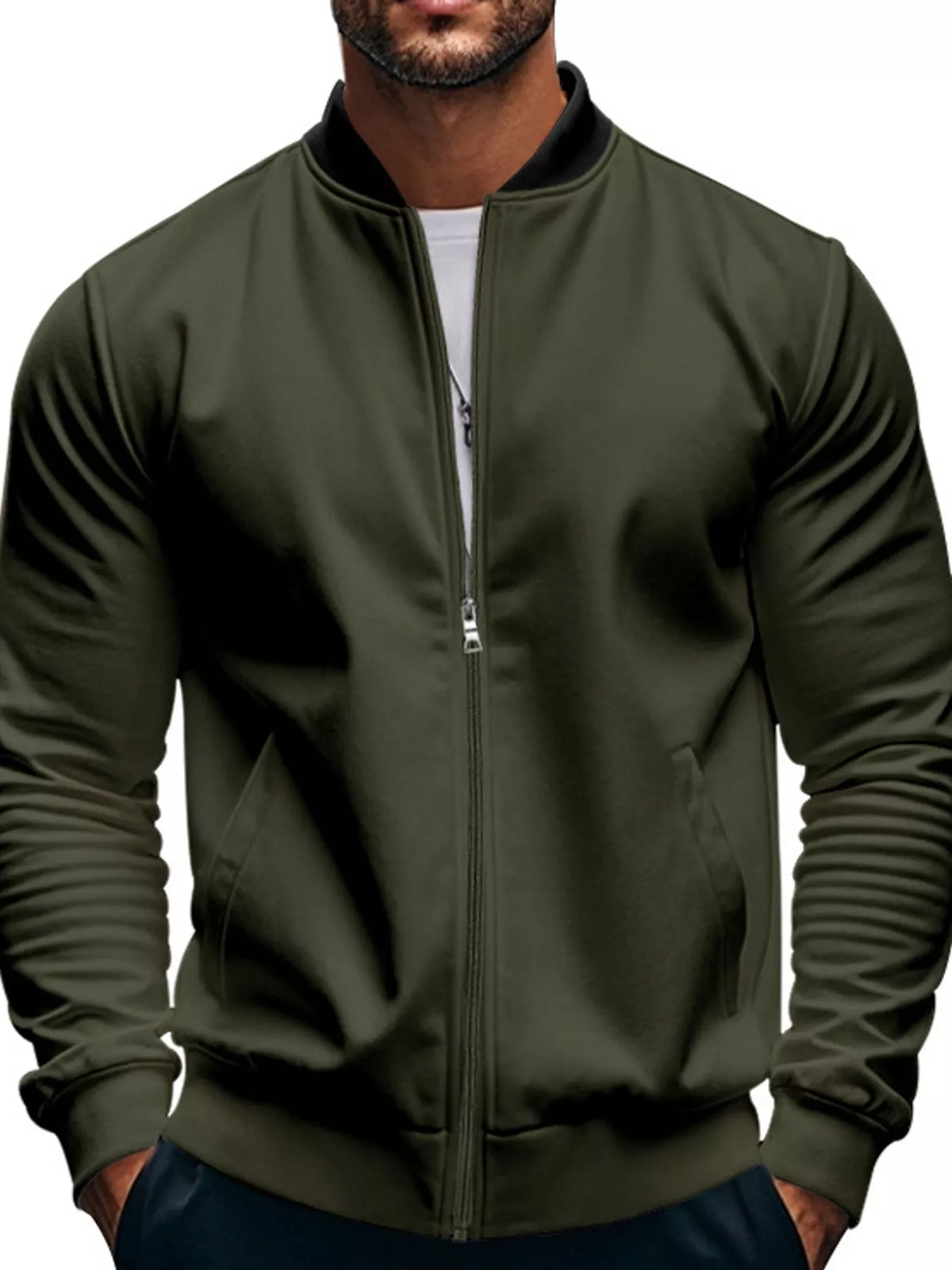 Men's Classic-Fit Zip-Up Bomber Jacket with Pockets — photo 45
