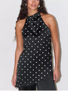 Women's polka-dot draped halter top