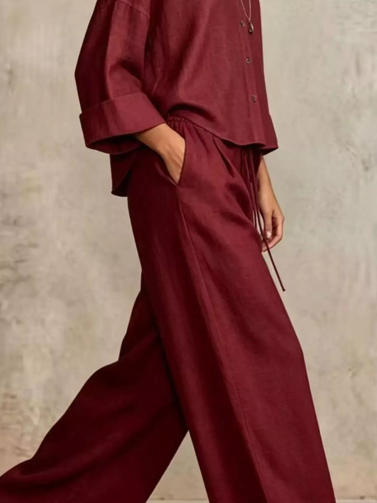 Women's Button-Down Shirt & Wide-Leg Pants Set — photo 11