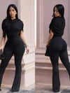 Women's ruched hooded flare-leg jumpsuit