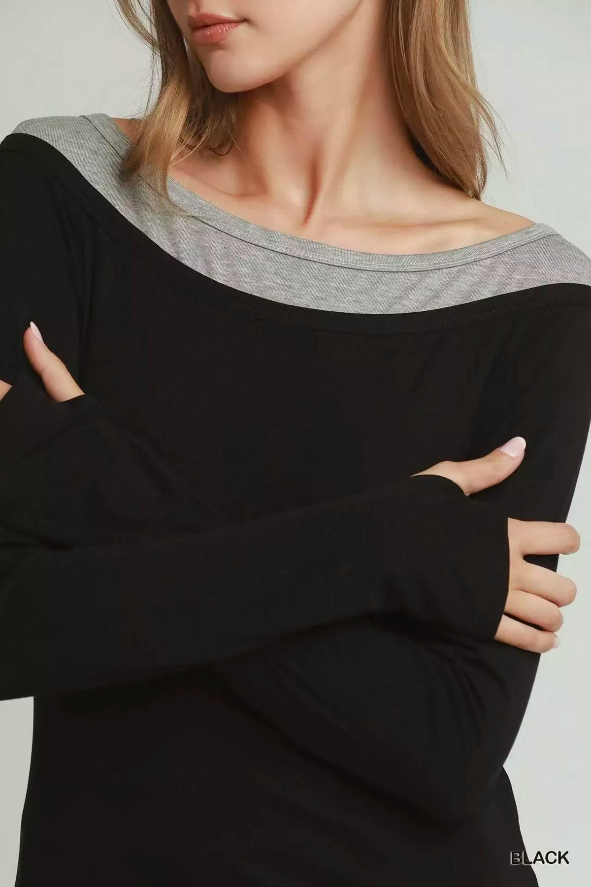 Umgee Layered Long-Sleeve Top with Thumbholes — photo 4