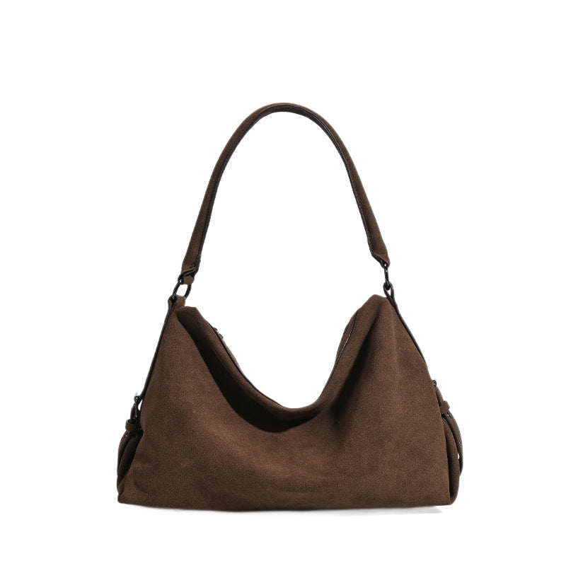 Vintage Suede Large Capacity Tote Bag for Women - Streetwear Style Shoulder Bag