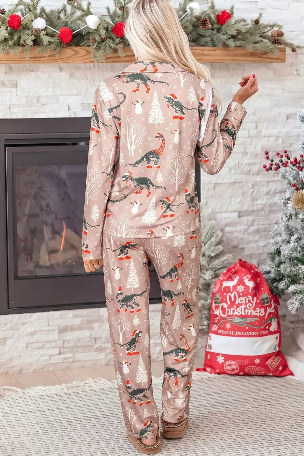 Women's Abstract-Print Button-Up Two-Piece Lounge Set — photo 2