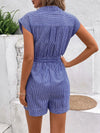 Liora Striped Notched Tie Waist Romper — product view 8