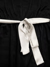 Bow-detail one-shoulder belted wide-leg jumpsuit
