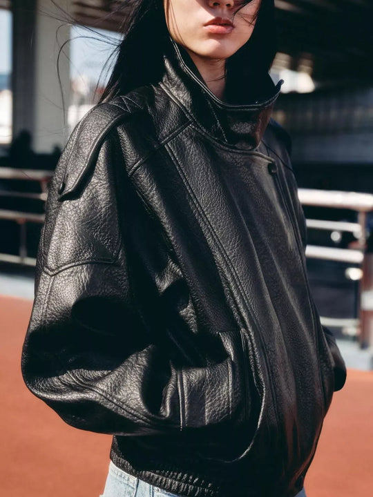 Another view: Zip-Up Faux Leather Moto Jacket