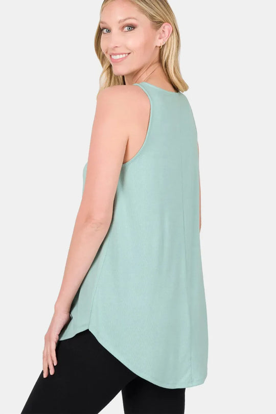 Another view: Round Neck Curved Hem Tank
