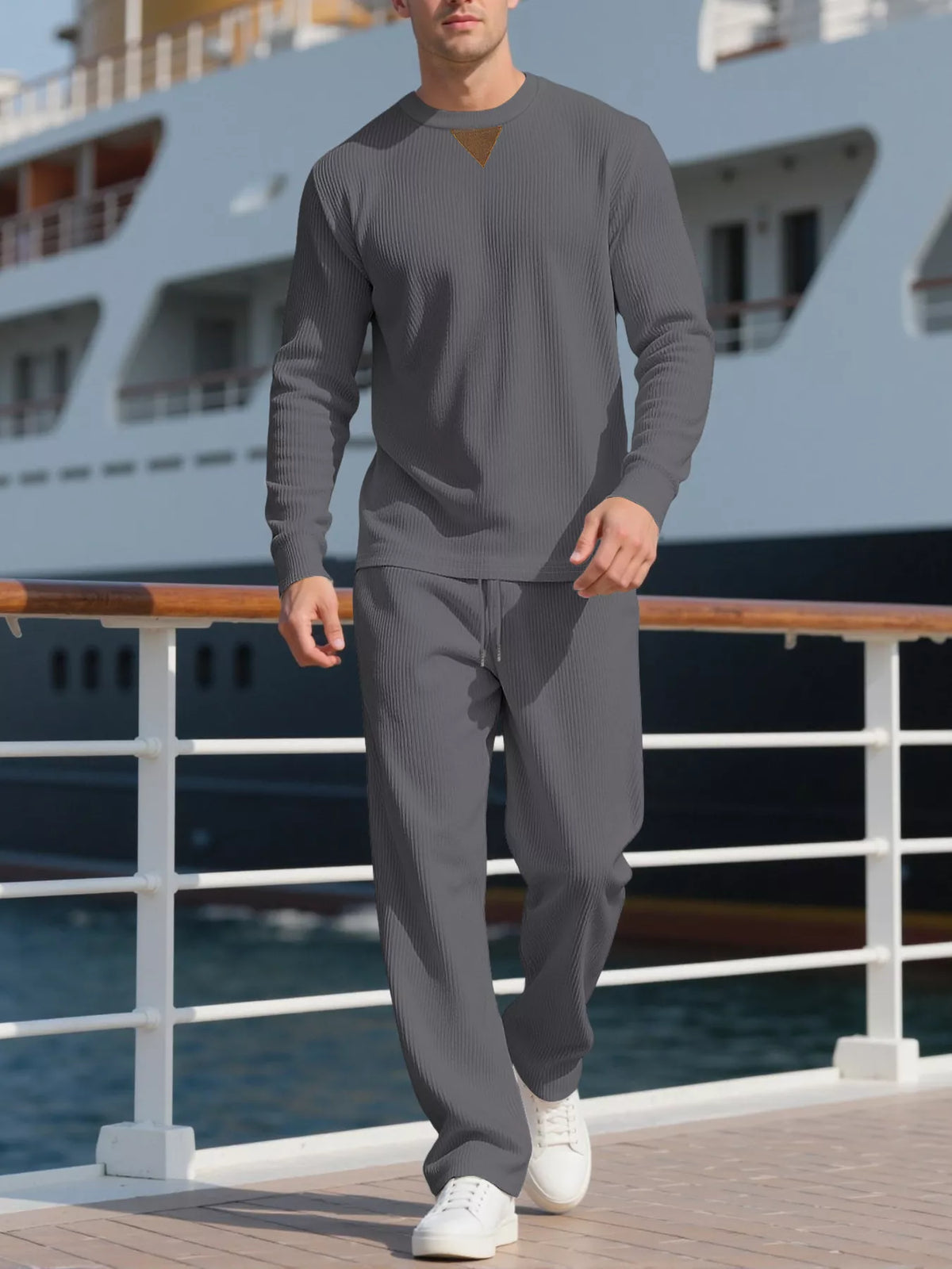 Men's Plus Size Crewneck Sweatshirt & Jogger Set
