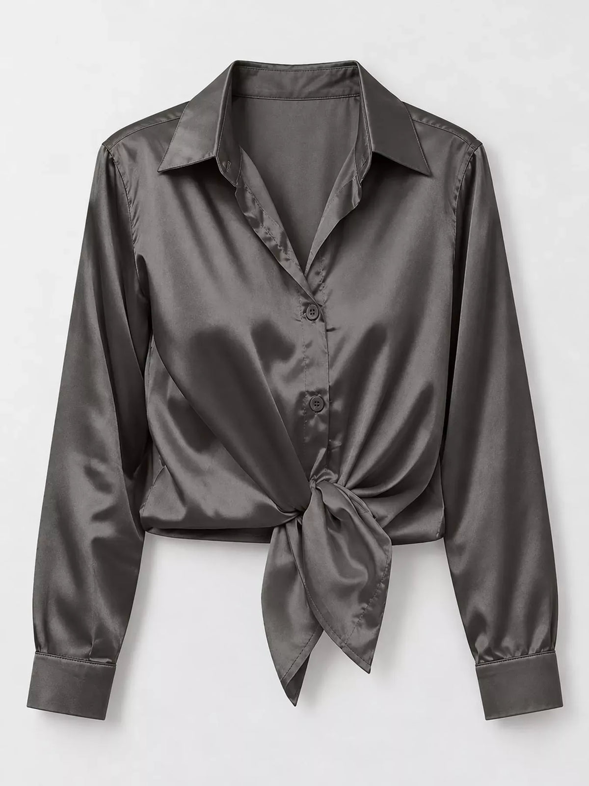 Women's Satin High-Low Button-Down Shirt — photo 52