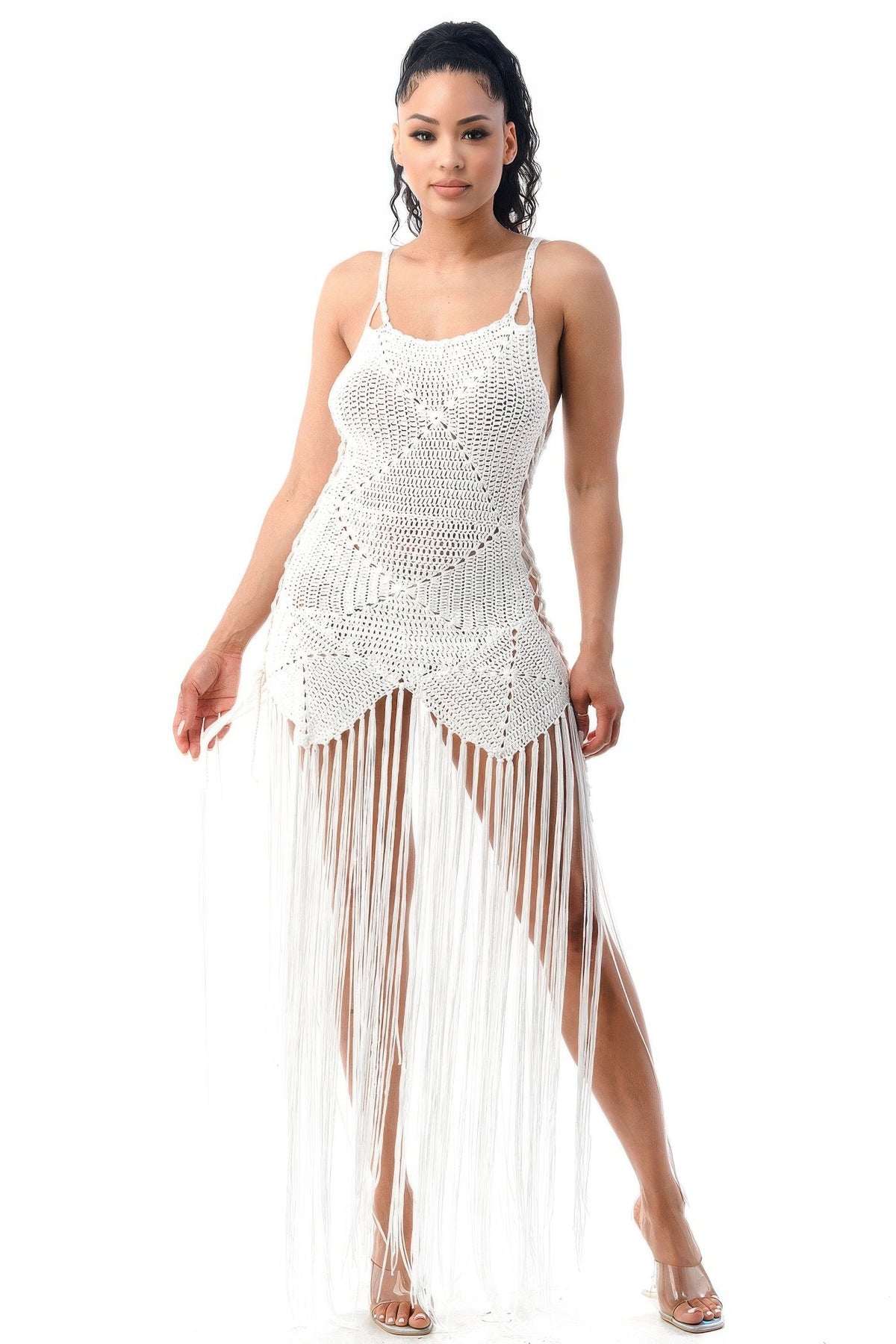 Women's Crochet Fringe-Hem Dress