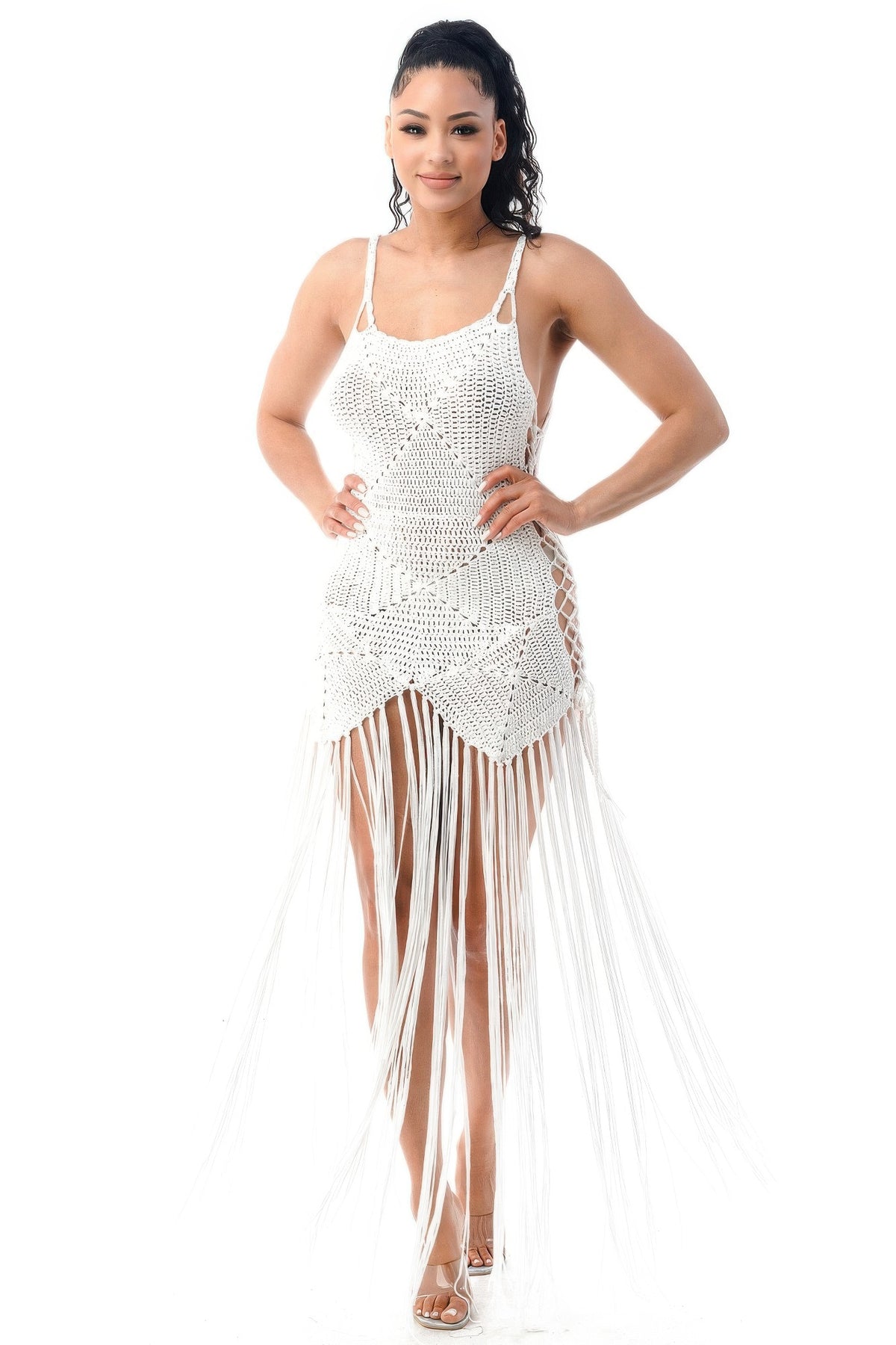Women's Crochet Fringe-Hem Dress