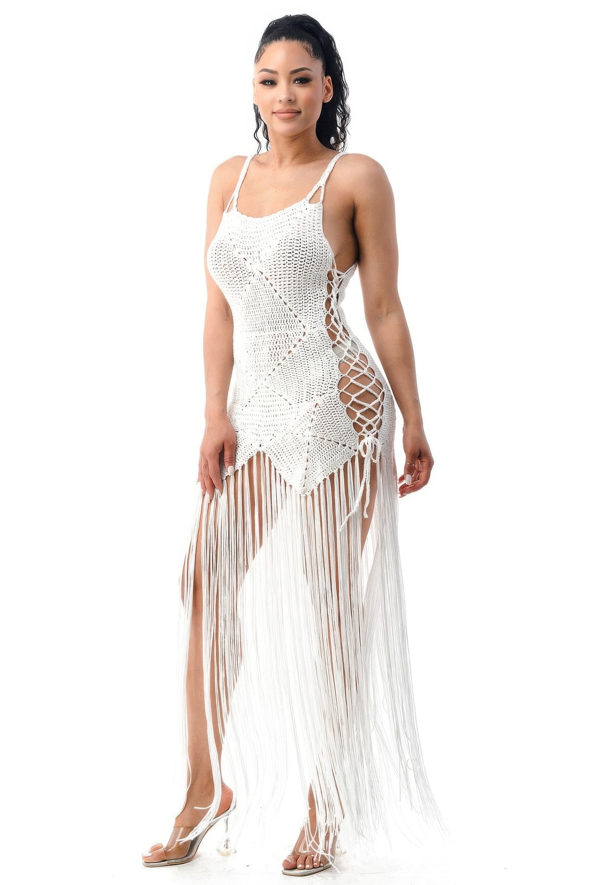 Women's Crochet Fringe-Hem Dress