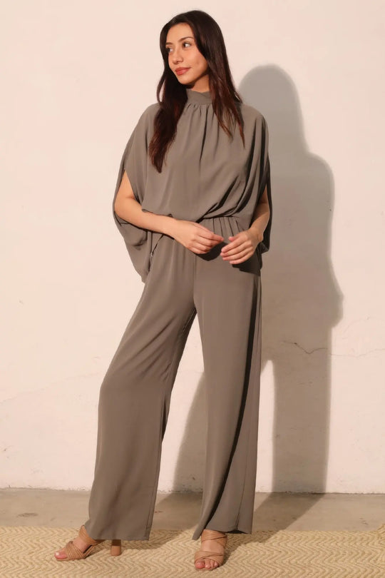Another view: Women's Textured Mock-Neck Caftan Jumpsuit