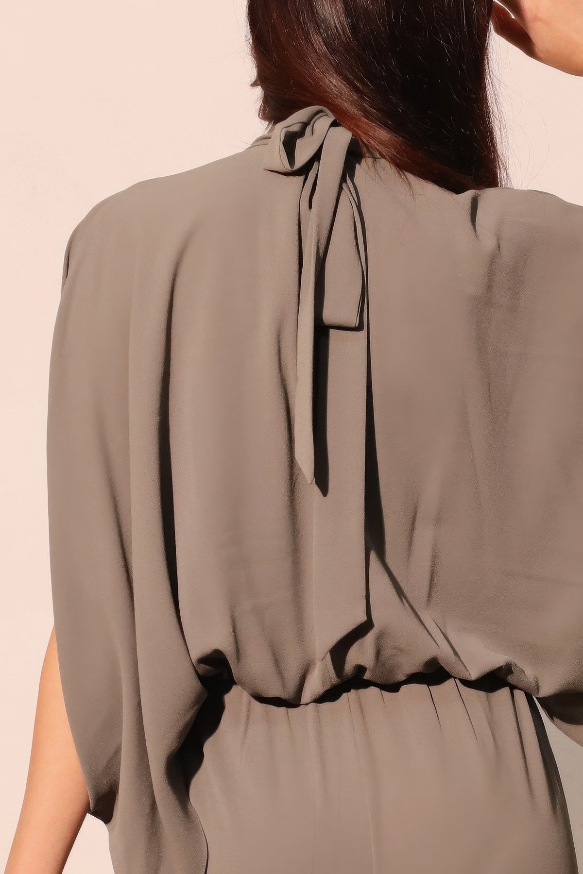 Women's Textured Mock-Neck Caftan Jumpsuit