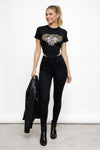Black Midnight Rider graphic point-hem crop tee