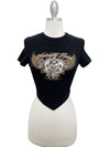 Black Midnight Rider graphic point-hem crop tee