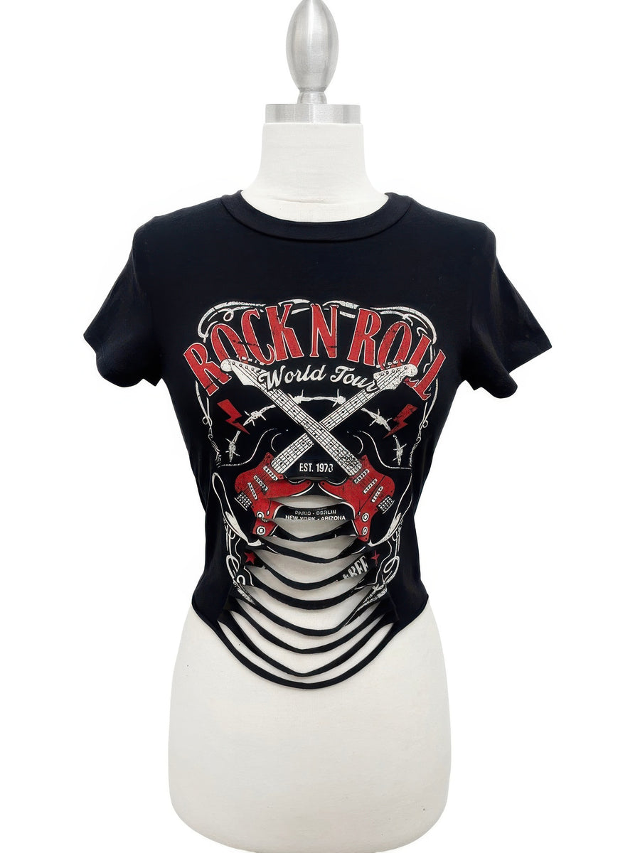 Black Rock N Roll World Tour Laser-Cut Graphic Tee