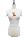 Ivory Lucky horseshoe graphic crop tee