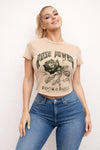 Khaki Rose Power rock and roll graphic tee