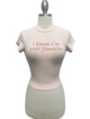 Pink Your Favorite graphic baby tee size guide