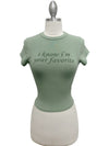 Women's sage fitted graphic baby T-shirt