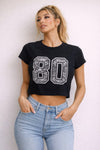 Women's snake-print 80 varsity graphic crop tee
