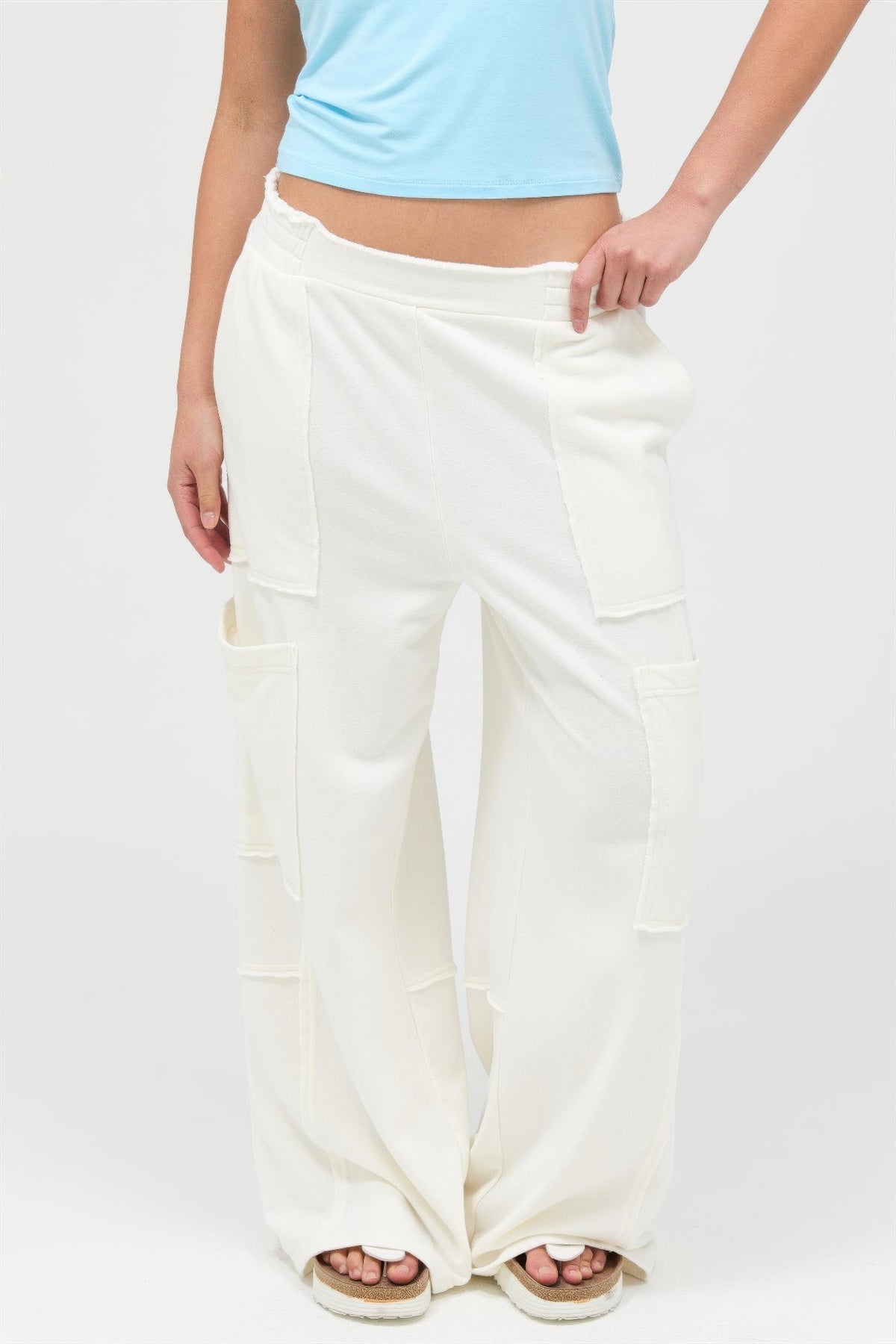 Women's Mineral-Wash Wide-Leg Cargo Pants