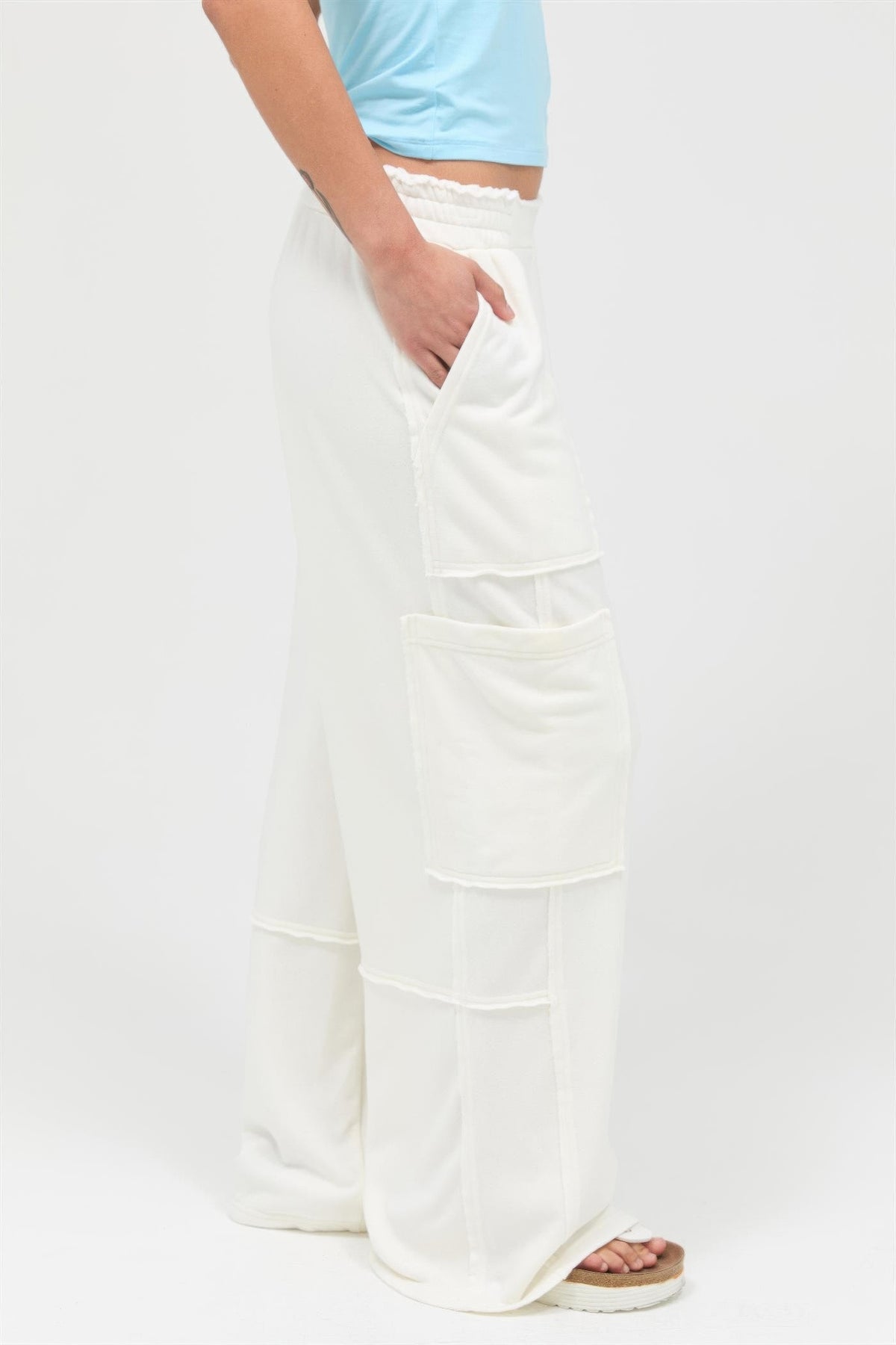 Women's Mineral-Wash Wide-Leg Cargo Pants