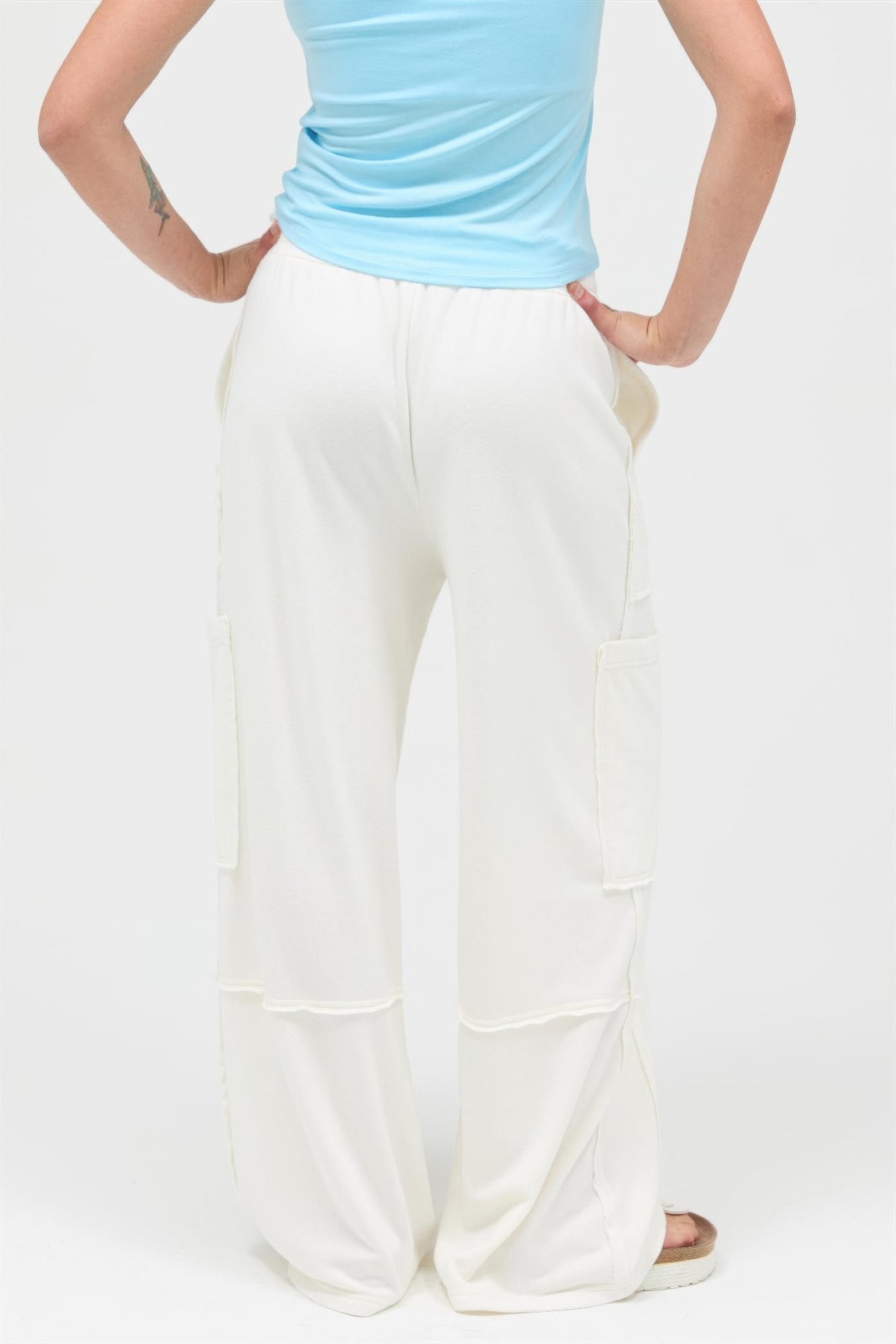 Women's Mineral-Wash Wide-Leg Cargo Pants