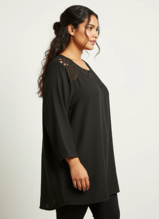 Another view: Women's Lace-Yoke Bell-Sleeve Knit Tunic