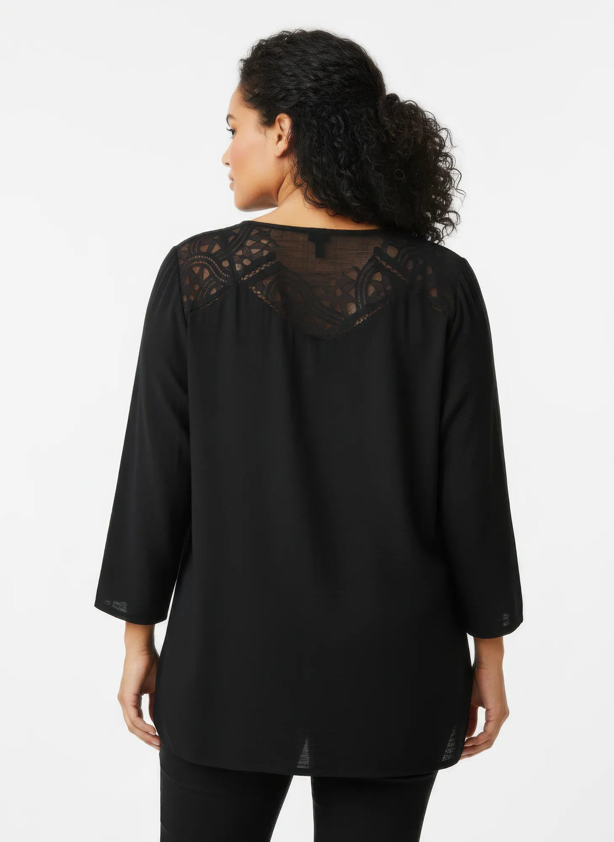Women's Lace-Yoke Bell-Sleeve Knit Tunic — photo 3