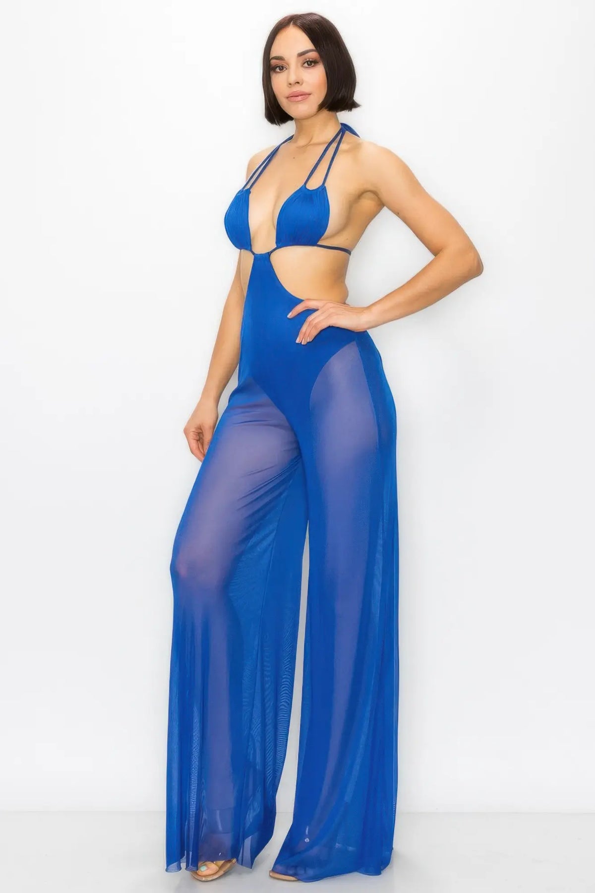 Mesh Wide-Leg Jumpsuit with Bikini-Style Top — photo 3