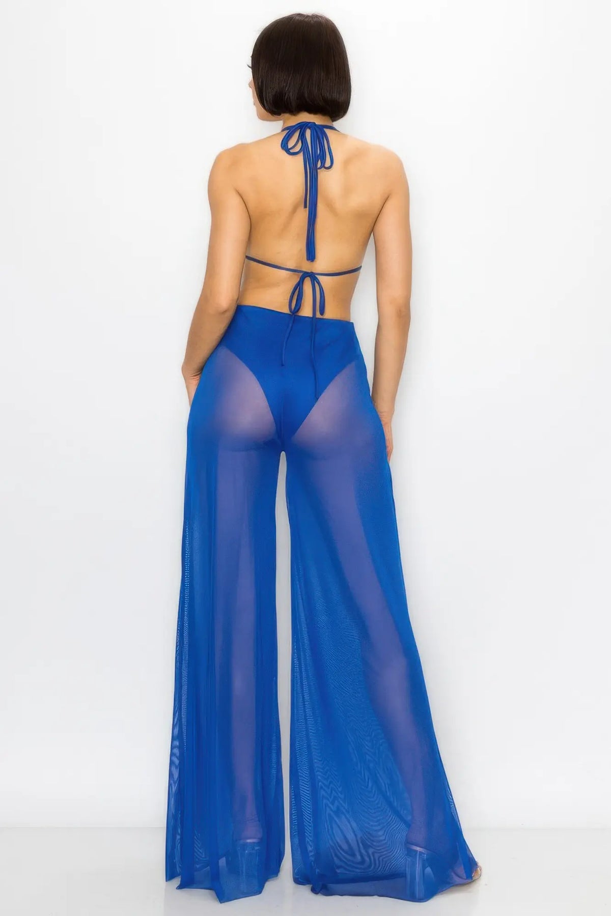 Mesh Wide-Leg Jumpsuit with Bikini-Style Top — photo 4